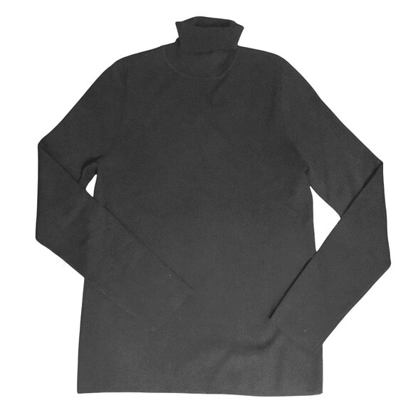CHICO’S Black Turtleneck Long Sleeve Stretch Knit Top Classic Essential Sz 1 S - Picture 2 of 7